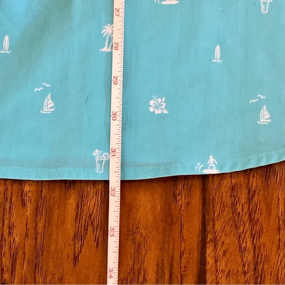 Men’s IZOD Classic Saltwater Breeze Printed Aqua Short Sleeve Button-Up Shirt - Picture 8 of 10